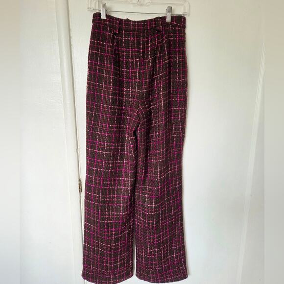 Majorelle Brown Pink Tweed Pants Gold and Pearl Button Xsmall NWT - Picture 7 of 9